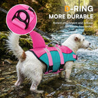 Dog Life Jacket,Dog Life Vest for Swimming,Dog Shark Life Jacket with Rescue Handle,Adjustable Reflective Dog Life Preserver for Small Dog,Green S