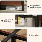 WLIVE Queen Size Upholstered Bed Frame with 2 Side Shelves, Linen Tufted Storage Headboard with Charging Ports and LED Light, Metal Solid and Stable, No Box Spring Needed, Easy Assembly, Brown