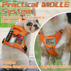 rabbitgoo Tactical Dog Harness Medium Sized Dog, No Pull Military Service Vest with Handle & Molle, Easy Control for Training Walking, Adjustable Reflective Straps, Orange, M