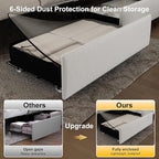 Queen Led Bed Frame with 4 Storage Drawers, Bed Frame with Led Lights No Box Spring Needed, 900 lbs Capacity, Easy Assembly, PU White