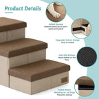 Dog Stairs with Storage, 3-Step Wider Sturdy Dog Steps for Small/Medium/Large Dogs and Older Cats, Doggie Ramp with Condo for Bed/Couch/Car Hold Up to 180 lbs (17.7" H, Brown)