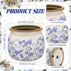 1 Pcs Vintage Planter Large Ceramic Plants Pot Blue Chinoiserie Crack Cottage Scroll Vase Flower Vase Pot Indoor Plants Home Kitchen Decor Farmhouse Antique Decorative Gift