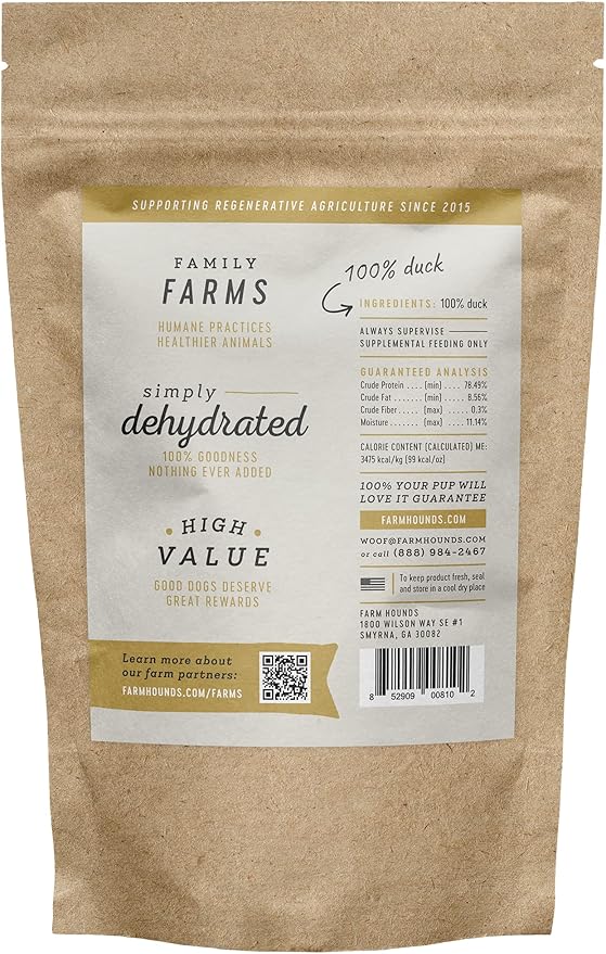 Farm Hounds - Premium Natural Duck Jerky for Dogs - Made from 100% Humanely Raised Duck - Break-to-Size - Great for Training & Treats - No Added Fillers - Made in USA - 3.5 oz - 1 Pack