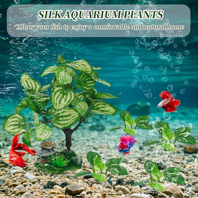 EDGCTYU Betta Fish Tank Decor, Silk Aquarium Plants for Aquarium Decoration and Fish Tank Decoration