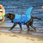 Shark Dog Life Jacket - High Buoyant Swimming Vest, Adjustable Easy-On for Small, Medium, Large Dogs (Blue, XL)