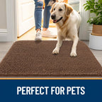 OLANLY Dog Door Mat for Muddy Paws 44x24, Absorbs Moisture and Dirt, Absorbent Non-Slip Washable Doormat, Quick Dry Chenille Mud Mat for Dogs, Entry Indoor Entryway Carpet for Inside Floor, Mocha