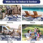 GAOMON Waterproof Plastic Straw Rug 9x12 Outdoor Patio Rugs, Reversible Modern Camping Mat with Bag & Stakes, UV Resistant & Easy to Clean Outdoor Carpet for RV, Deck, Balcony, Blue