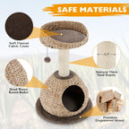 Tangkula Modern Cat Tree, Small Cat Tower with Natural Sisal Scratching Post, Hand-Made Wicker Cat Condo & Top Perch, Funny Hanging Toy Ball, Cute Cat Tree Tower for Indoor Cats
