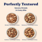 Solid Gold Wet Cat Food Variety Pack Shreds in Gravy - Healthy Canned Cat Food Made w/Real Tuna & Fish Protein & Vitamins - Grain Free & Gluten Free Canned Meals for Cats & Kittens - 12ct/3oz Can
