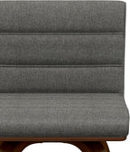 SIMPLIHOME Roland Swivel Bar Stool - 28 inch Seat Height Upholstered Wood Chair in Grey Linen Look Fabric, Mid Century Modern Seating for Kitchen or Bar with Curved Bentwood Back and Footrest