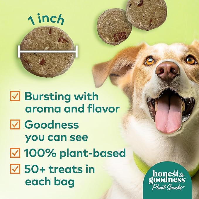 Honest to Goodness Plant Snacks Mellow Belly Pumpkin & Cinnamon Recipe Dog Treats, Enriched with Omega 3s & Postbiotics, 8oz