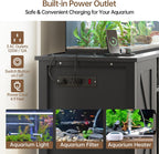 55-75 Gallon Fish Tank Stand with Power Outlet & Adjustable Shelf, Heavy Duty Aquarium Stand with Cabinet Storage for Fish Tank, Turtle Tank, Reptile Terrarium, 1000LBS Capacity, Black