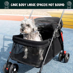 4 Wheels Pet Stroller for Medium Small Dog up to 50lbs, Dog Cat Stroller, Outdoor Travel Pet Folding Strollers, Cat Cage Strollers with Cup Holder, Breathable and Visible Mesh 1 Set