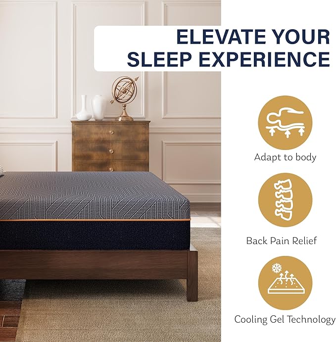 EGOHOME Hybrid Full Mattress 12 Inch, Cooling Gel Mattress, Comfort Foam & Pocket Spring Bed in a Box, Targeted Support Pressure Relief Mattres, CertiPUR-US Certified, Made in USA, 54x75x12 Black