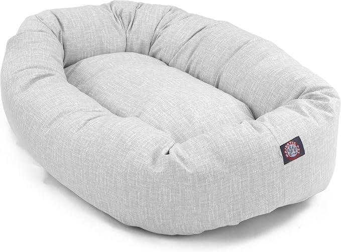 Majestic Pet Bagel Calming Dog Bed, 40 Inch Large, Round, Washable, Gray | Cozy Soft Fluffy Donut Pet Bed with Spine Support for Head Rest – Anti-Anxiety Comfort for Puppies & Dogs, 40x29x9 Inches