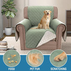 H.VERSAILTEX 100% Waterproof Couch Cover Chair Sofa Slipcover Furniture Protector for Pets Kids Children Dog Cat with Non-Skid Backing (Chair, Pale Aqua)