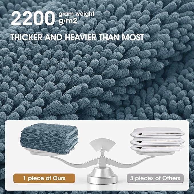 Extra Large Dog Door Mats for Muddy Paws, 71" x 25" Chenille Absorbent Mud Mat for Dogs, Non Slip Heavy Dog Rugs For Muddy Paws, Soft Indoor Door Mat for Entryway, Mud Paw, Inside Floor, Dusty Blue