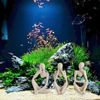 3 Pcs Fish Aquarium Decor Ornaments Minimalist Sandstone Thinker Statue Fish Tank Decorations Small Accessories Resin Abstract Home Decor Fish Toy for Betta Cichlid Goldfish Shrimps Hermit Crabs