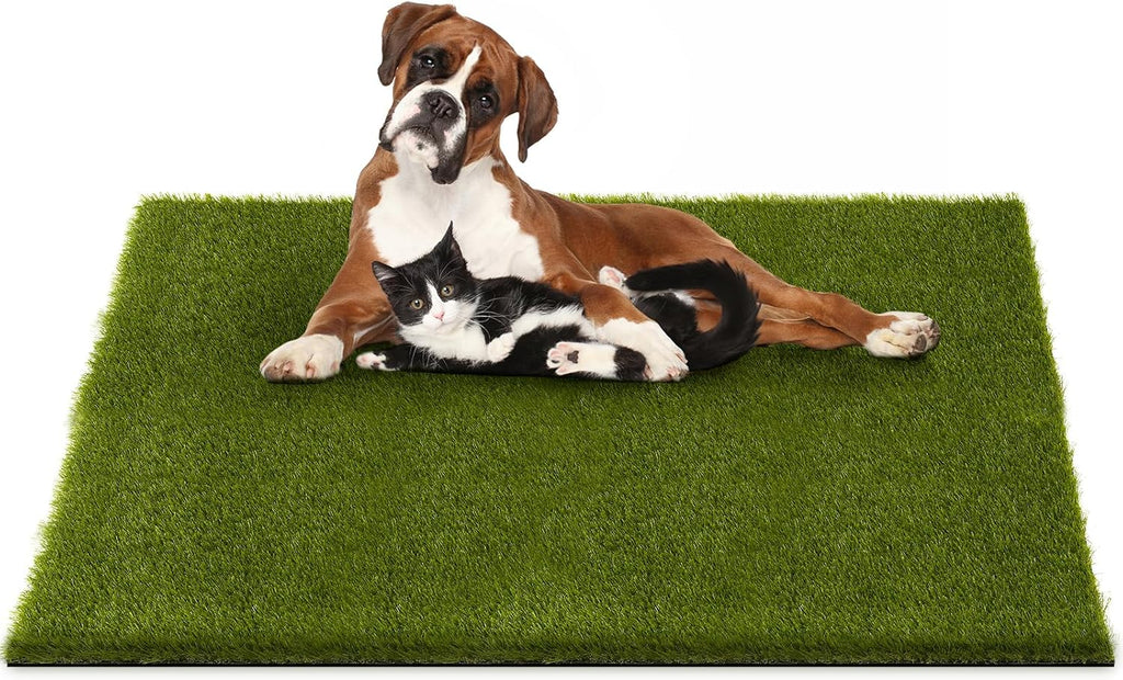 Dog Grass Pee Pads, 39.4 x 31.5 inches Reusable Artificial Grass Turf Rug for Dogs, Washable Fake Grass Mat Dog Pee Pad Replacement Outdoor Indoor Potty Training Pads with Drainage Holes