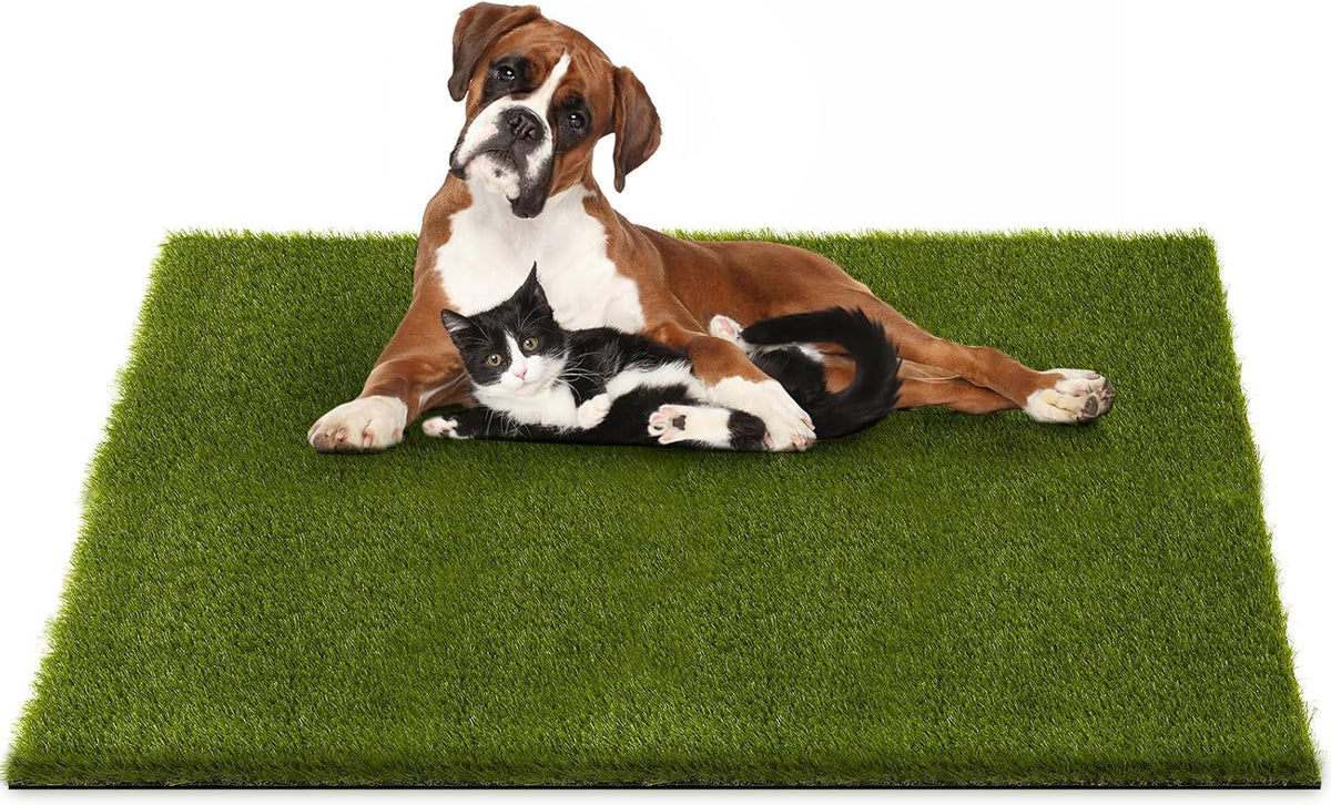 Dog Grass Pee Pads, 39.4 x 31.5 inches Reusable Artificial Grass Turf Rug for Dogs, Washable Fake Grass Mat Dog Pee Pad Replacement Outdoor Indoor Potty Training Pads with Drainage Holes