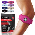 Sleeve Stars Tennis Elbow Brace for Women - Adjustable Tennis Elbow Strap, Golfers Elbow Brace for Men, Counterforce Brace for Tennis Elbow for Tendonitis Relief, Fits 9"-23" (Pair/Hot Pink)
