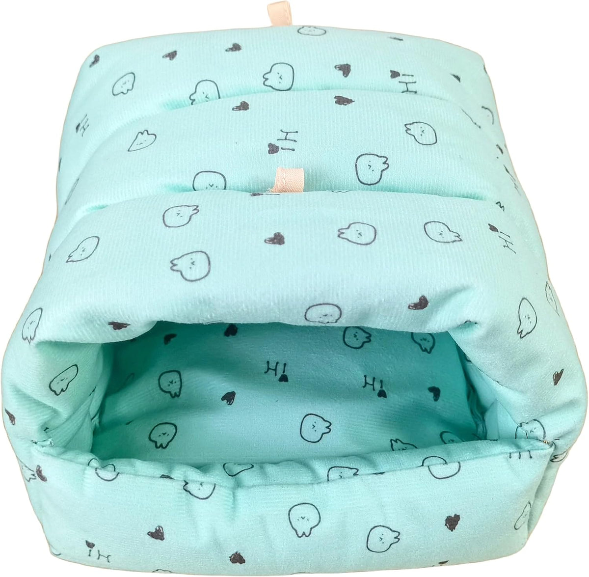 WOWOWMEOW Guinea Pigs Bed,Hamster Bed,Soft Sleep Mat Pad and Warm Cave for Rats,Rabbit,Chinchillas,Hedgehog,Squirrel and Other Small Animals (M, Heart-Green)