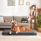 EHEYCIGA Orthopedic Dog Bed Large with Removable Washable Cover, 36IN Grey | Egg Crate Foam Support, Durable Oxford fabric, Non-Slip Bottom, Machine Washable, Soft Waterproof Plush Pet Bed Mat For Crate