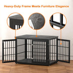 38 Inch Heavy Duty Dog Crate Furniture for Large and Medium Dogs, Decorative Pet House End Table, Wooden Cage Kennel Furniture Indoor, Gray