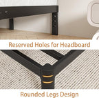 Full Size Bed Frame 12 Inch, Black Metal Full Bed Frame No Box Spring Needed, DIY Headboard Holes, Heavy Duty Steel Support 3500 LBS, Noiseless, Round Corner Legs, Storage Space, Easy Assembly