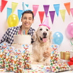 Blulu 100 Pieces Dog Treat Bags Puppy Party Favor Pet Paw Cone Cellophane Bags Candy Heat SealableDog Paw Gift with 100 Pieces Silver Twist Ties for Pet Cat Treat Party Favor(Colorful)