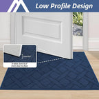COSY HOMEER Door Mat Indoor Entrance, Non-Slip Absorbent Doormat for Front Door, Low-Profile Entryway Mat for Dirty Paws, Washable Dirt Trapper Mats (20"x32", Blue)