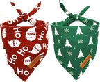 Realeaf Christmas Dog Bandanas 2 Pack, Christmas Tree and Santa Claus Dog Scarf for Boy and Girl, Premium Durable Fabric, Holiday Bandana for Small Medium Large and Extra Large Dogs (X-Large)