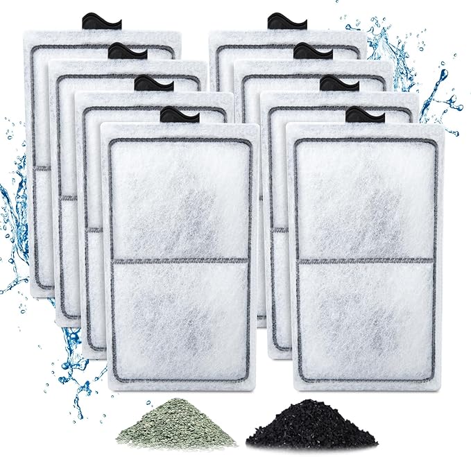 8 Pack PF-S Filter Cartridges Only Compatible with Silenstream PF10 Power Filters, Replacement Aquarium Carbon Cartridge with Zeolite, Size 5.5 in L x 3.1 in
