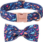 Unique style paws Cartoon Dog Collar with Bow Spring Summer Collar with Flower Dinosaur Park for Small Medium Large Boys Girls Dogs
