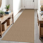 KOZYFLY Boho Runners for Hallways 3x10 ft Washable Kitchen Runner Non Slip Rubber Backed Hallway Rugs Cotton Entryway Runner Rug Floor Carpet for Indoor Hall, Backdoor, Kitchen, Tan/Orange/Brown