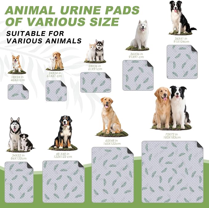 WanpeeGoo Washable Pee Pads for Dogs, 4Pack Reusable Puppy Pads, Super Absorbent & Leakproof Dog Pads, Anti-Slip Dog Pee Pads for Puppy Training & Incontinence, Leaf Pattern 18"x24"