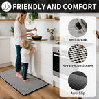 Large Kitchen Runner Rugs Long Kitchen Mat Non Slip Washable, Super Absorbent Soft Chenille Braided Kitchen Mats for Floor, Rubber Backing Kitchen Sink Standing Mat, Easy Clean, Black 36"x71"