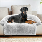GGIB Calming Dog Bed Fluffy Plush Dog Mat for Furniture Protector with Removable Washable Cover for Large Medium Small Dogs and Cats (Extra Extra Large, Light Grey)