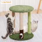 WOOCHPET Cat Tree Tower with 3 Scratcher Posts 17inch Tall Cat Tree Sisal Scratching Posts with Fun Cat Toys for Kitty and Adult Cats Small Cat Tower and Perch Bed for Indoor Cats (Green)