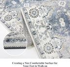 2x5 Washable Kitchen Area Rug: Oriental Stain Resistant Sink Stove Rug Farmhouse Soft Low-Pile Carpet for Entryway Bathroom Thin Laundry Room Living Room Floor Mat with Non Slip Backing (2x5,Grey)