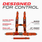 1pc Orange 5 Point Harness for Bucket Seat, Latch Release, 9 Color Options, Racing Harness 5 point, Race Car, UTV, RZR [6011]