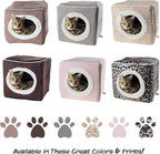 Cat House - Indoor Bed with Removable Foam Cushion - Cat Cave for Puppies, Rabbits, Guinea Pigs, and Other Small Animals by PETMAKER (Animal Print)