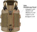 ICEFANG No Pull Tactical Dog Harness for X-Small Dogs,Adjustable Dog Vest | Control Handle,MOLLE Panel,Front Hook,3 Leash Clips,Soft Padded,for walking training,Brown,X-Small