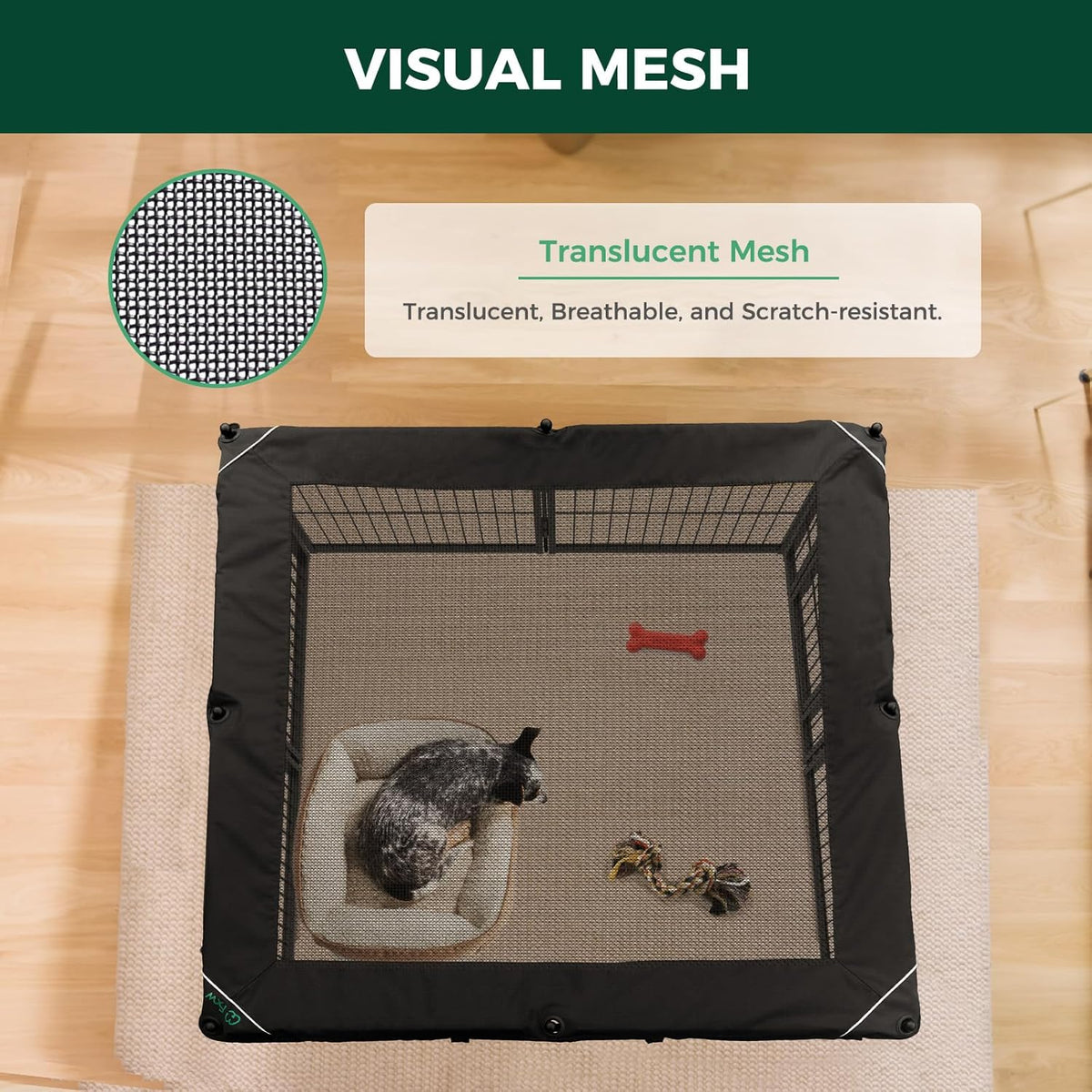 FXW Homeplus Unleashed Indoor Dog Playpen - Stress-Free and Safe Play, Heavy Duty 32 Inch 8 Wire Panels with Playpen Cover for Small and Medium Dogs, Black│Patented
