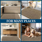 OLANLY Dog Door Mat for Muddy Paws 70x32, Absorbs Moisture and Dirt, Absorbent Non-Slip Washable Doormat, Quick Dry Chenille Mud Mat for Dogs, Entry Indoor Entryway Carpet for Inside Floor, Tan