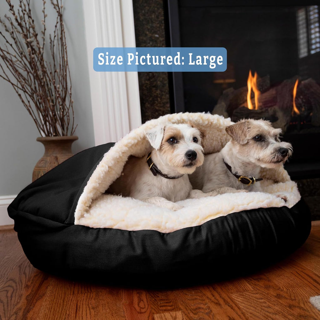 Snoozer Luxury Microsuede Cozy Cave Pet Bed, Extra Large, Black