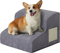 Dogs Steps for Bed, Dog Stairs for Small Dogs, 2-Step Dog Ramp for Bed, Couch, Sofa, and Chairs, Non-Slip Bottom Design, Cat Scratching, High Density Foam Portable Pet Step, Indoor, Grey