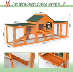 COZIWOW 82” Extra Large Fashion Wooden Outdoor Rabbit Hutch Bunny Cage Indoor Easy to Assemble and Durable with Cleaning Tray & Waterproof Roof for Small & Medium Bunny Rabbit Duck Chick (Orange)