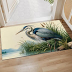 Blue Heron Indoor Door Mat,Bird Nature Floor Doormat,17x29.5in,Non Woven Non Slip Rubber Backing Detailed Wildlife Rug for Porch Insider,Bedroom,Kitchen,Doormats Gifts,Rv Camper Decor
