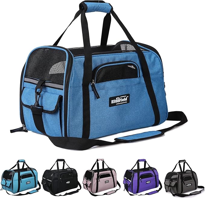 EliteField Soft Pet Carrier (3 Year Warranty, Airline Approved) Soft Sided Dog Puppy Cat Carrier Travel Bag (X-Large: 21" L x 12" W x 13" H, Sapphire Blue)